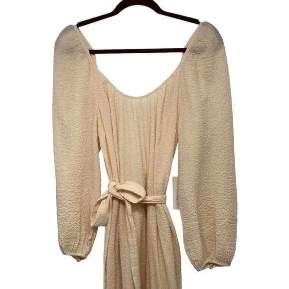 Reformation NWT Milana Blush Crepe Cotton Scoop Neck Long Sleeve Maxi Dress 8 - Picture 6 of 16